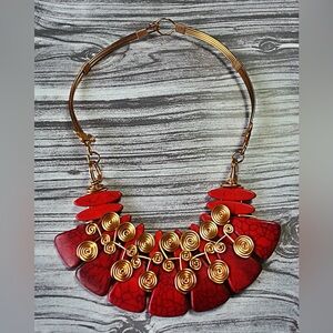 Elegant Red and Gold Necklace